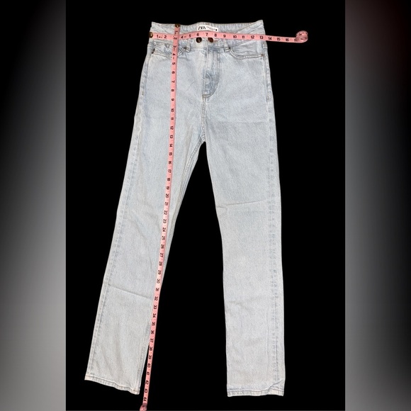 Zara Blue Straight Jeans High-Rise Classic - Picture 2 of 5